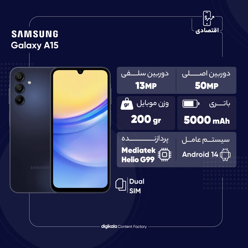 گوشی موبایل سامسونگ مدل Galaxy A15 دو سیم کارت ظرفیت 128 گیگابایت و رم 4 گیگابایت به همراه شارژر سامسونگ - ویتنام - تصویر 10