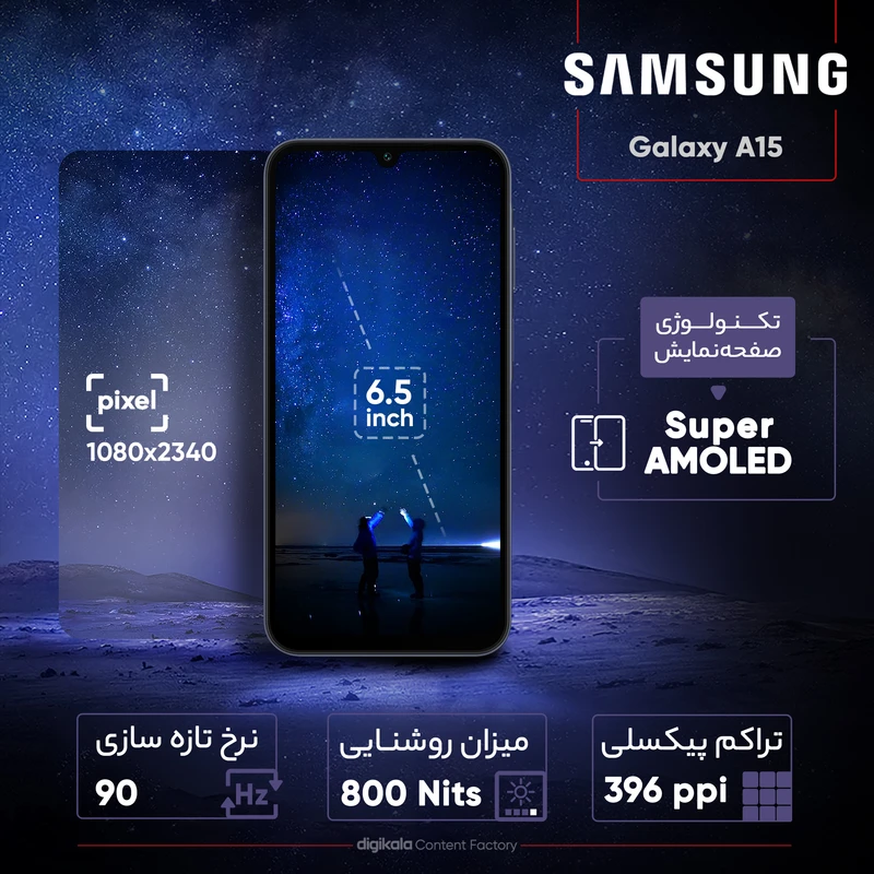 گوشی موبایل سامسونگ مدل Galaxy A15 دو سیم کارت ظرفیت 128 گیگابایت و رم 4 گیگابایت به همراه شارژر سامسونگ - ویتنام - تصویر 11