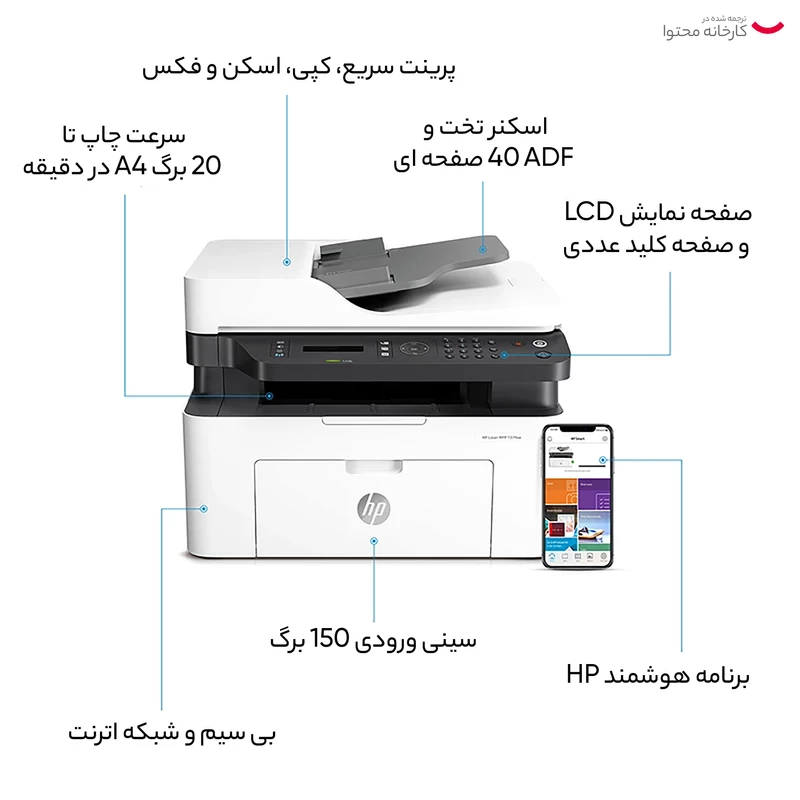 پرینتر چندکاره لیزری اچ پی مدل Laser MFP 137fnw - تصویر 8