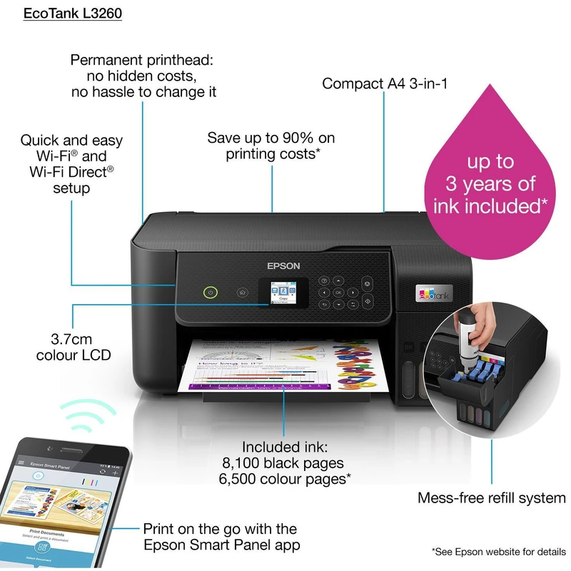 پرینتر جوهر افشان اپسون مدل EcoTank L3260 - تصویر 5