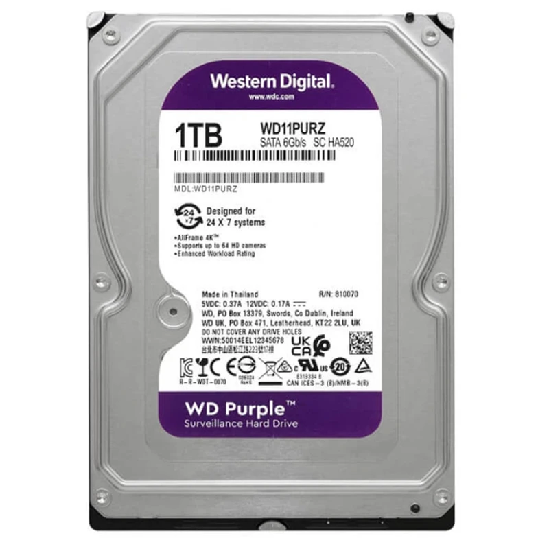 هارد دیسک اینترنال وسترن دیجیتال با رابط SATA 3.0 مدل WD11PURZ 6g SATA HA520 ظرفیت 1 ترابایت